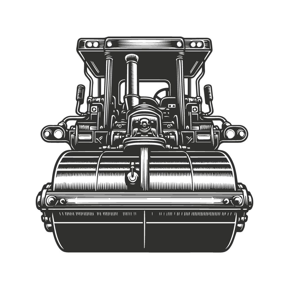 Bold Monochrome Steamroller on Clean White Background vector