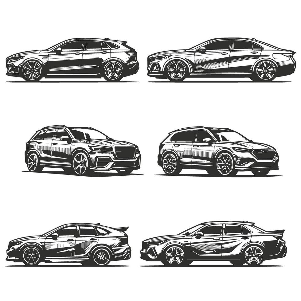 Bold and Dynamic Car Silhouettes Design vector