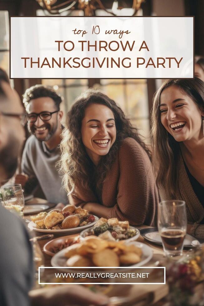 Ways to Throw a Thanksgiving Party Pinterest Graphic template