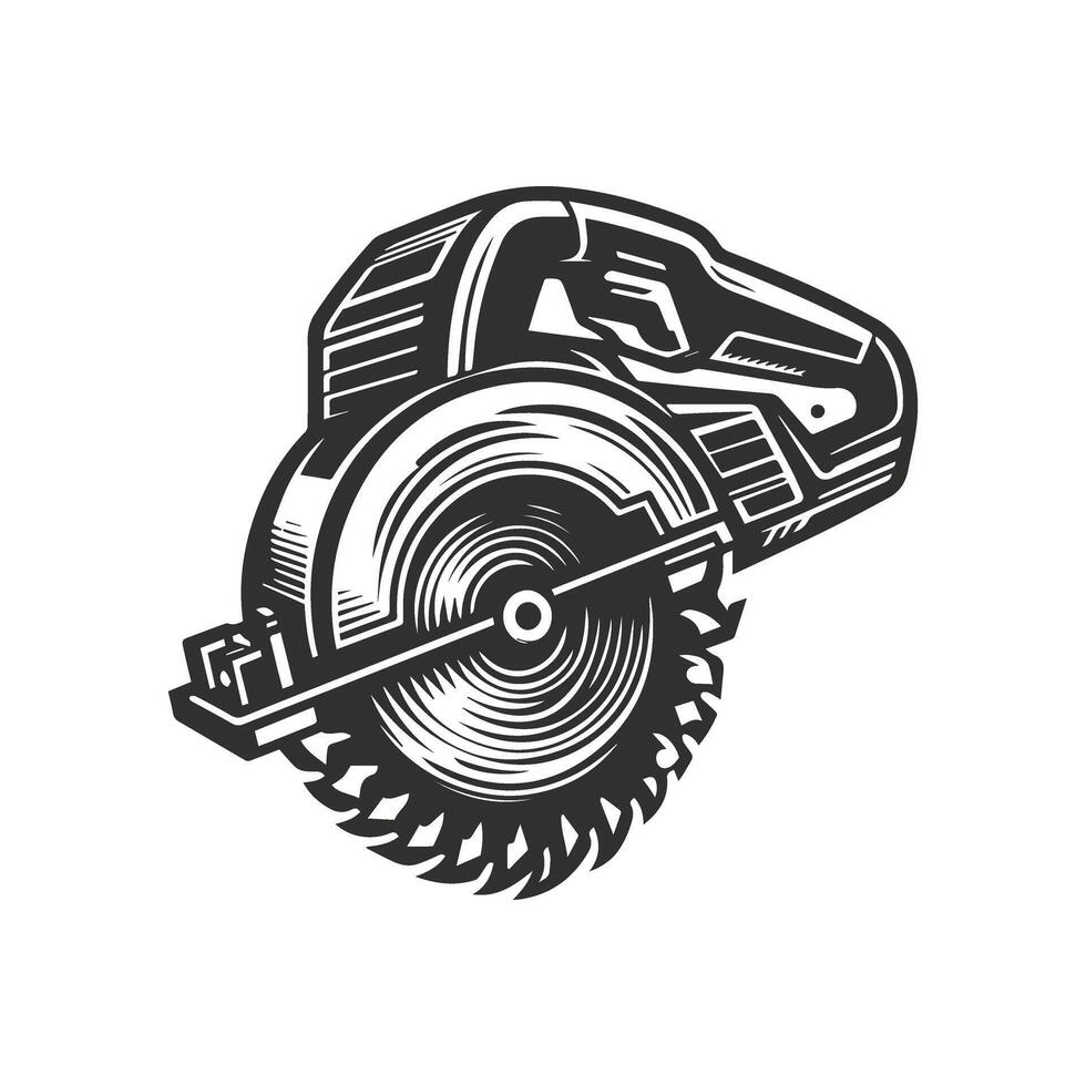 A Circular Saw With A Circular Saw Blade Design Illustration. vector