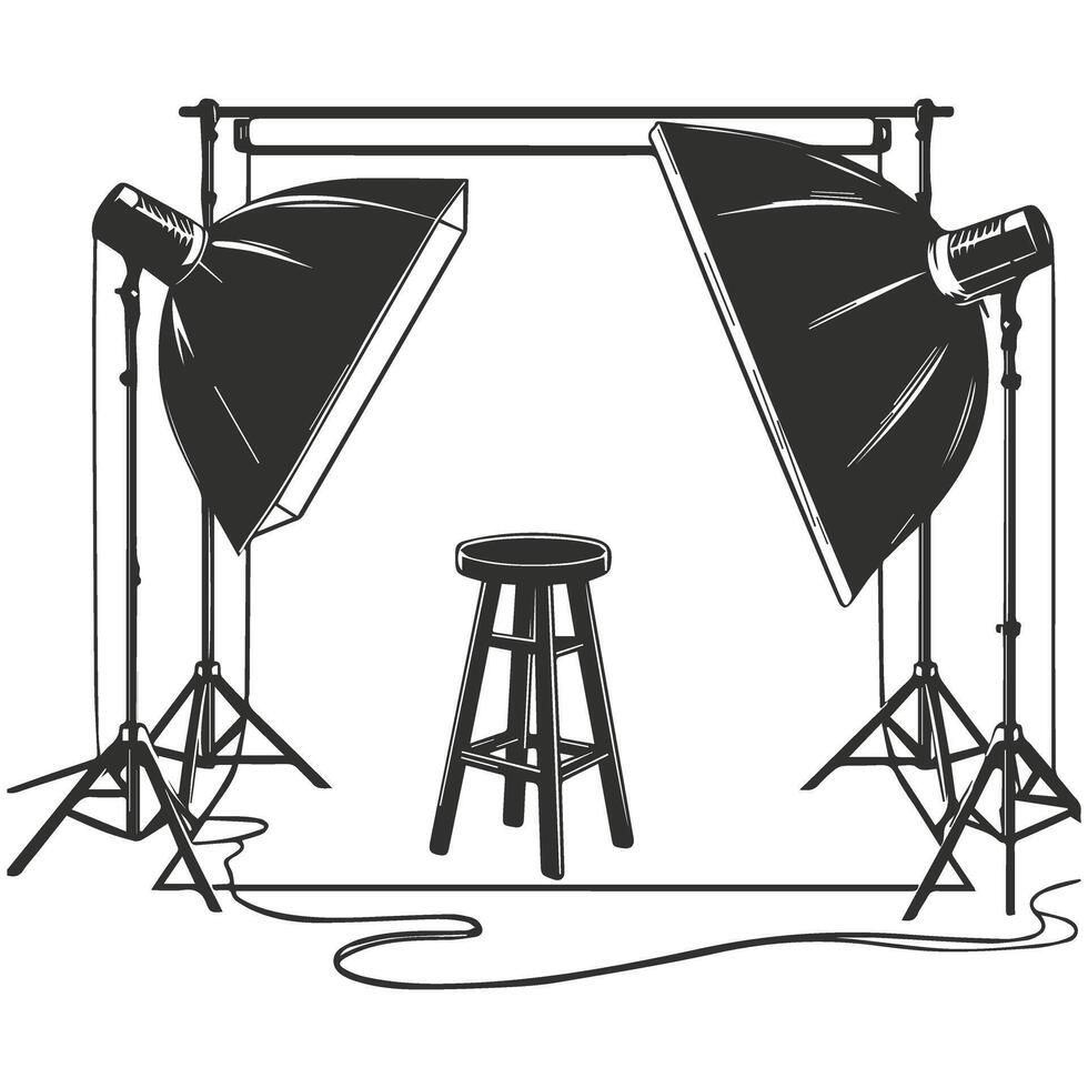 Professional Silhouette Design Studio Lighting Set Up vector
