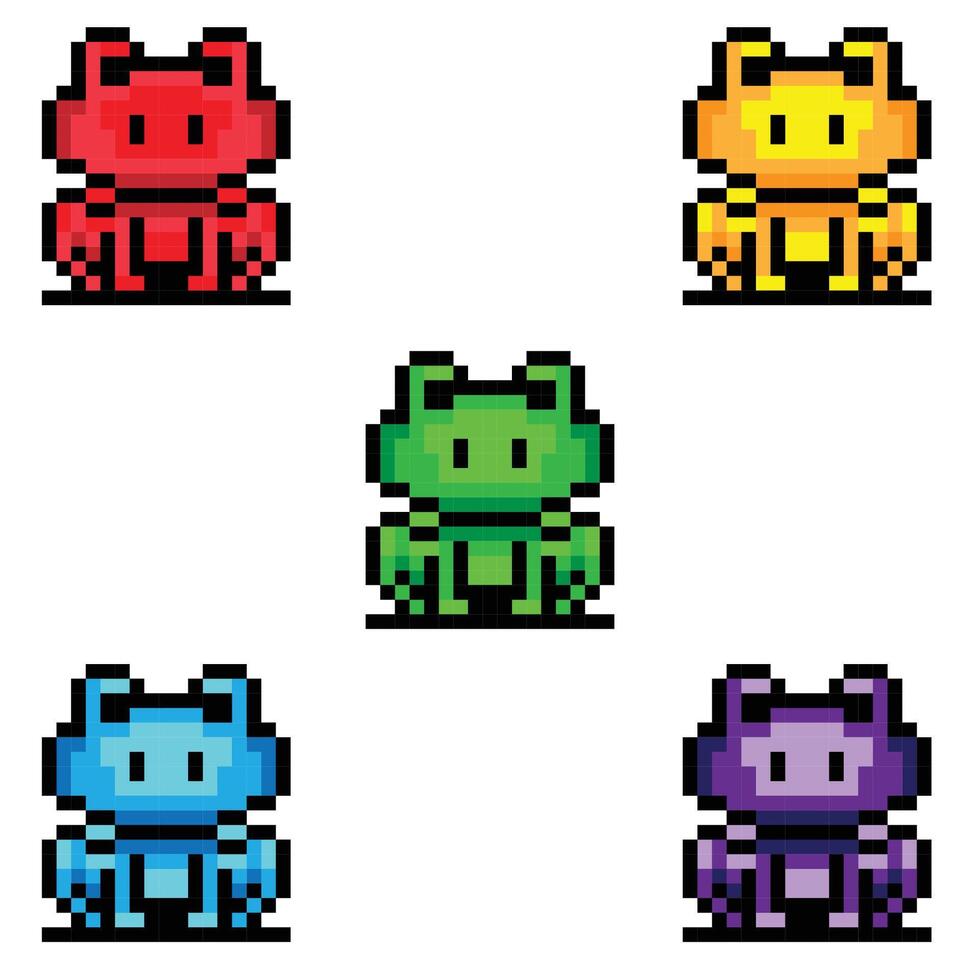 Frog Game Pixel Collection vector
