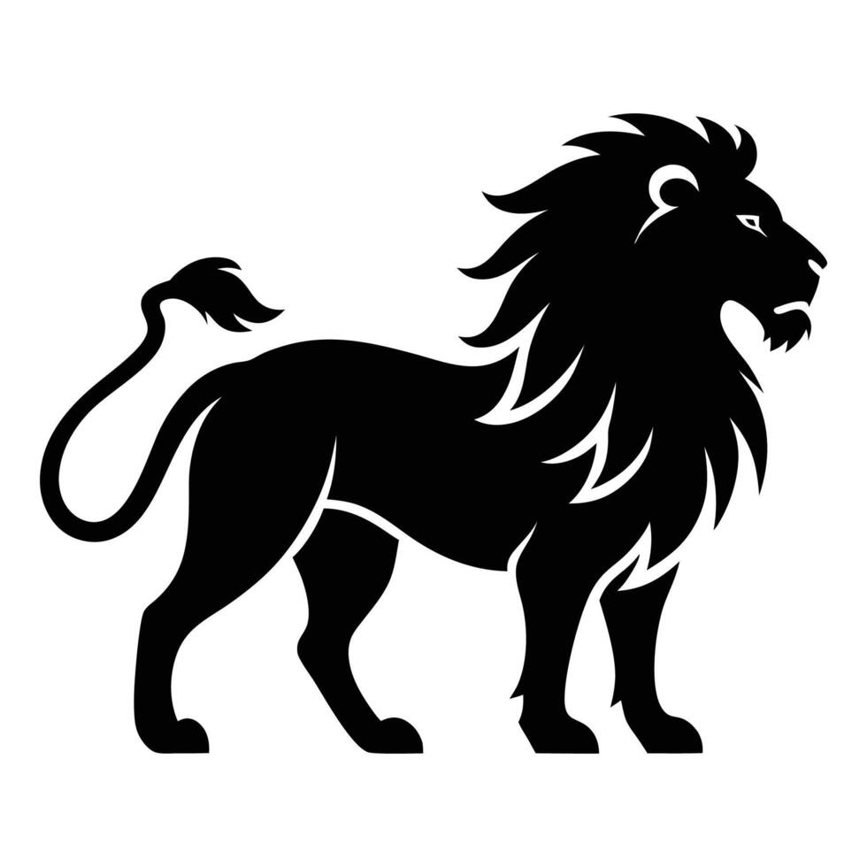 A black lion silhouette on a white background vector