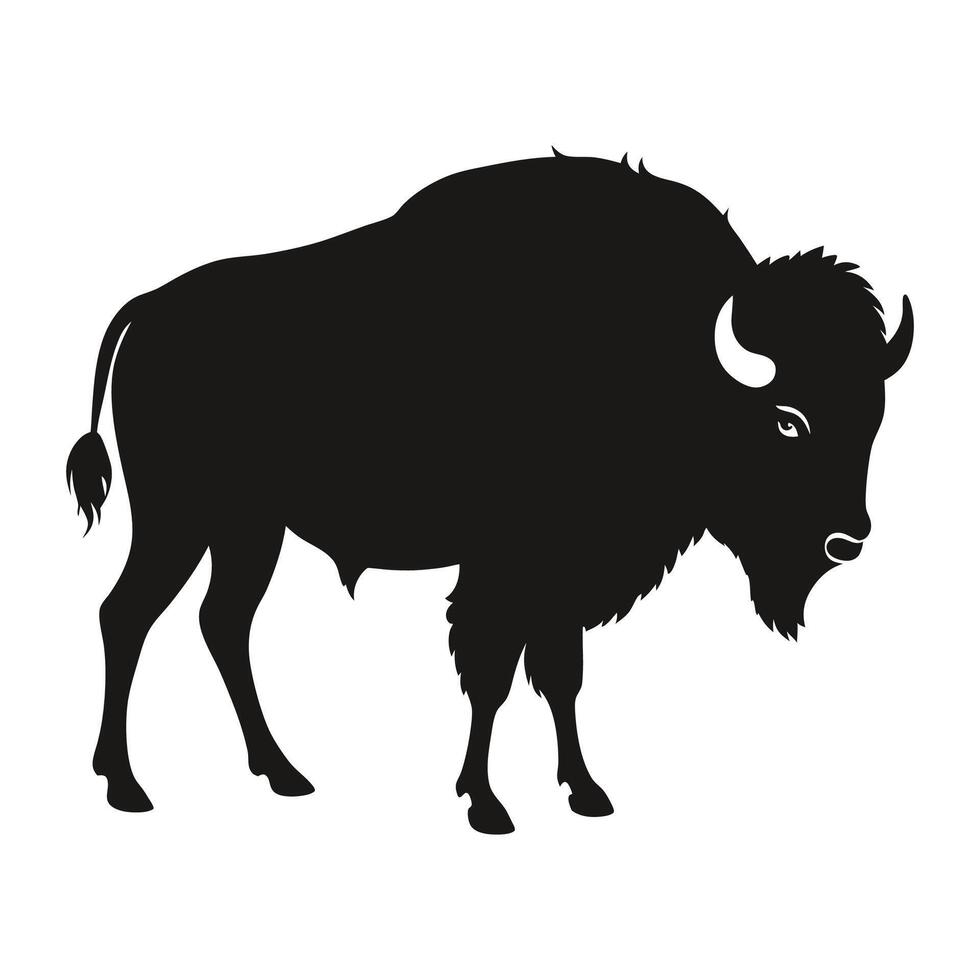 A black and white silhouette of a bison vector