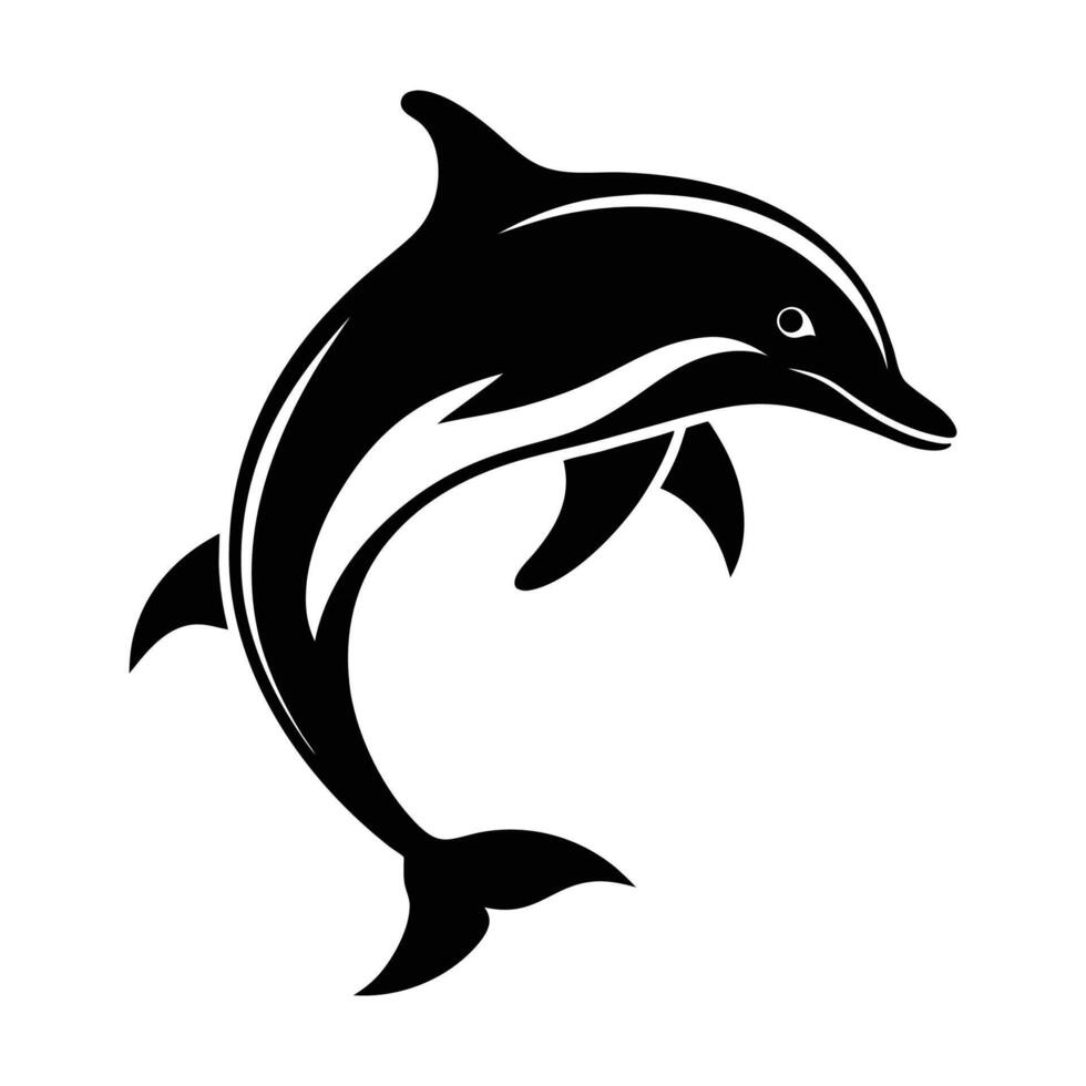 Dolphin silhouette on white background vector