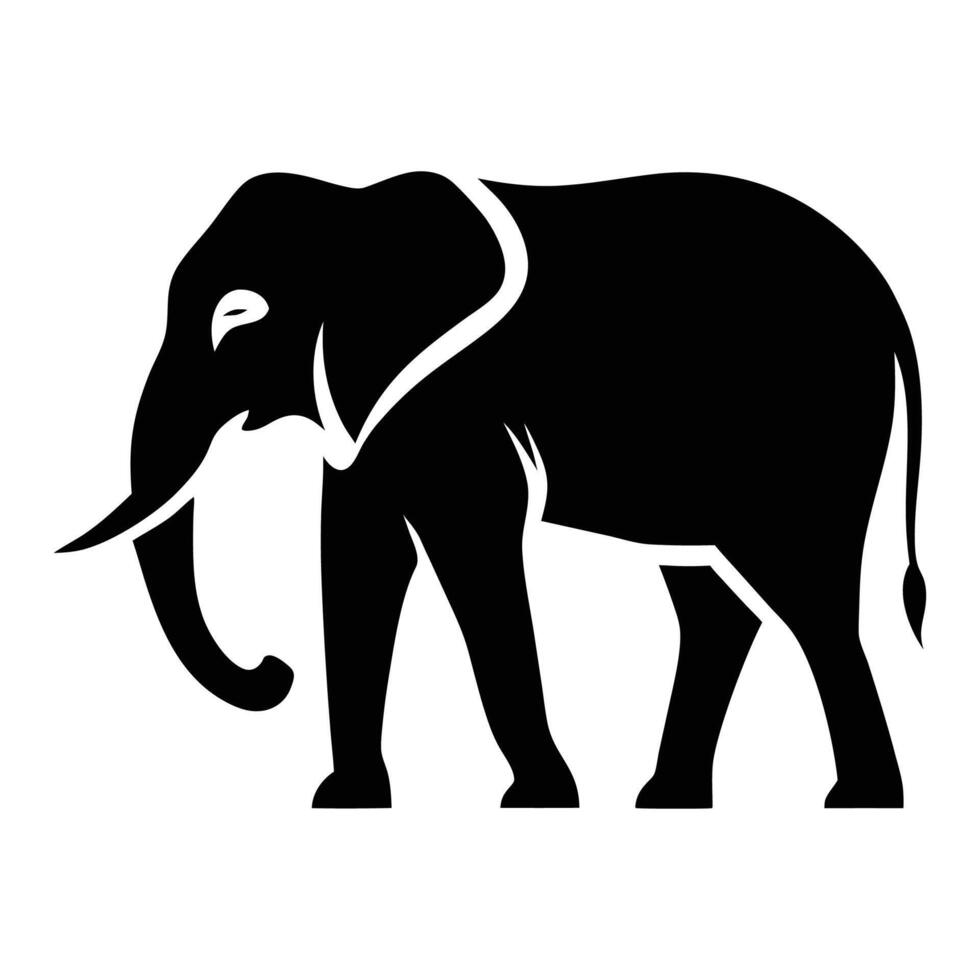 An elephant is shown in a black and white silhouette vector