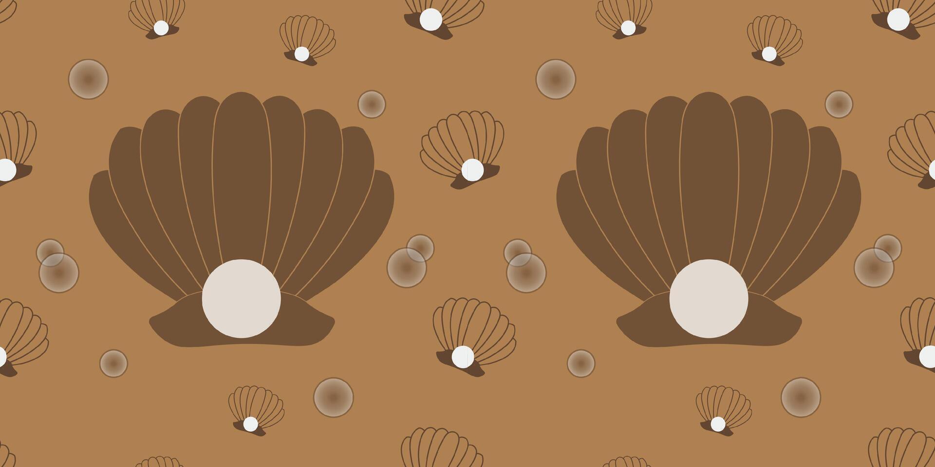 Pearl with Brown Shell in Seamless Pattern vector