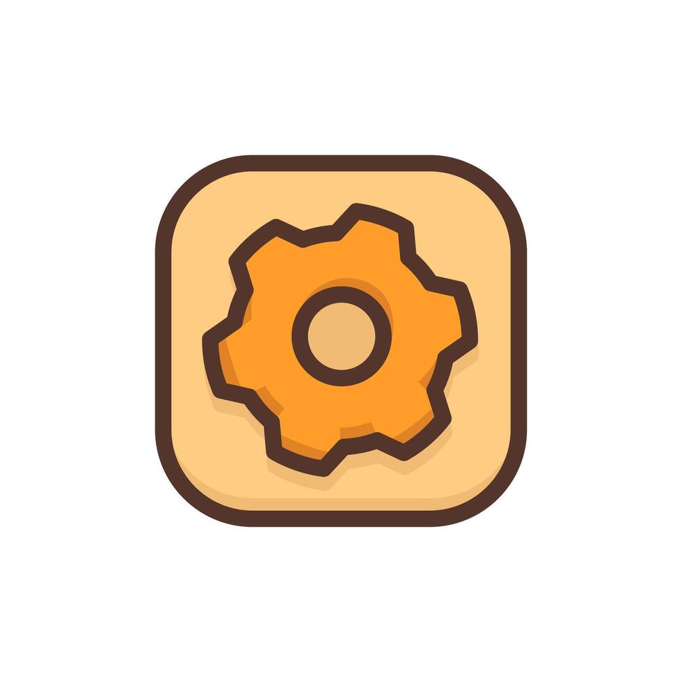 Symbol system settings. Gear icon. Cogwheel illustration. Button for game designe. Mechanical adjustment, engineering symbol. vector
