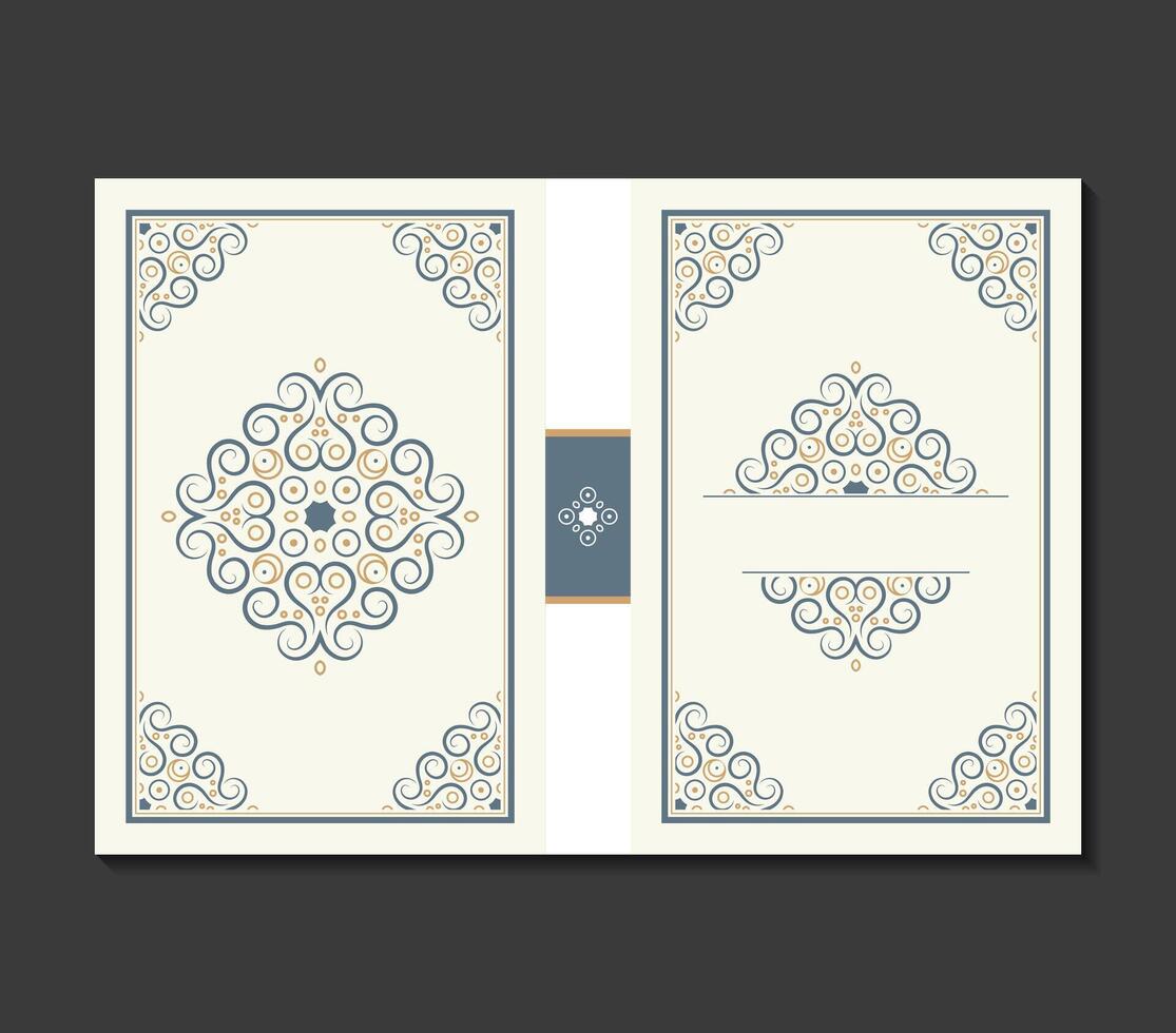 Ornamental book cover design template vector