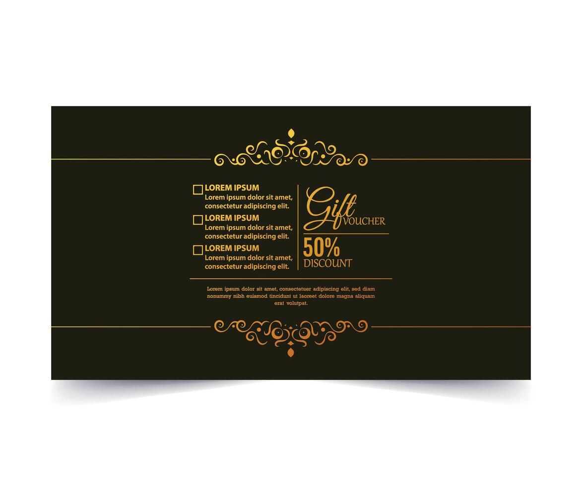 Luxury gold gift voucher template vector