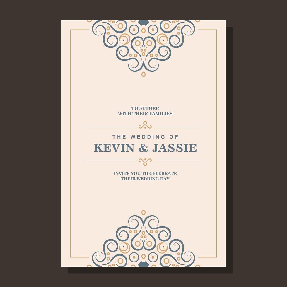 Ornament retro wedding invitation template vector