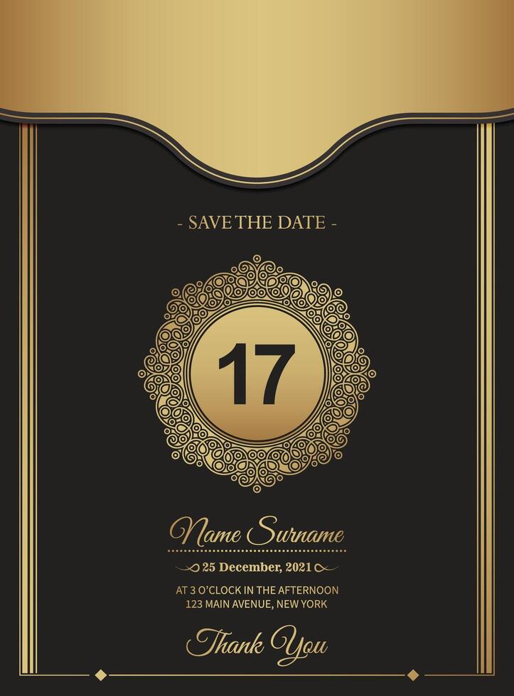elegant Gold birthday invitation template vector