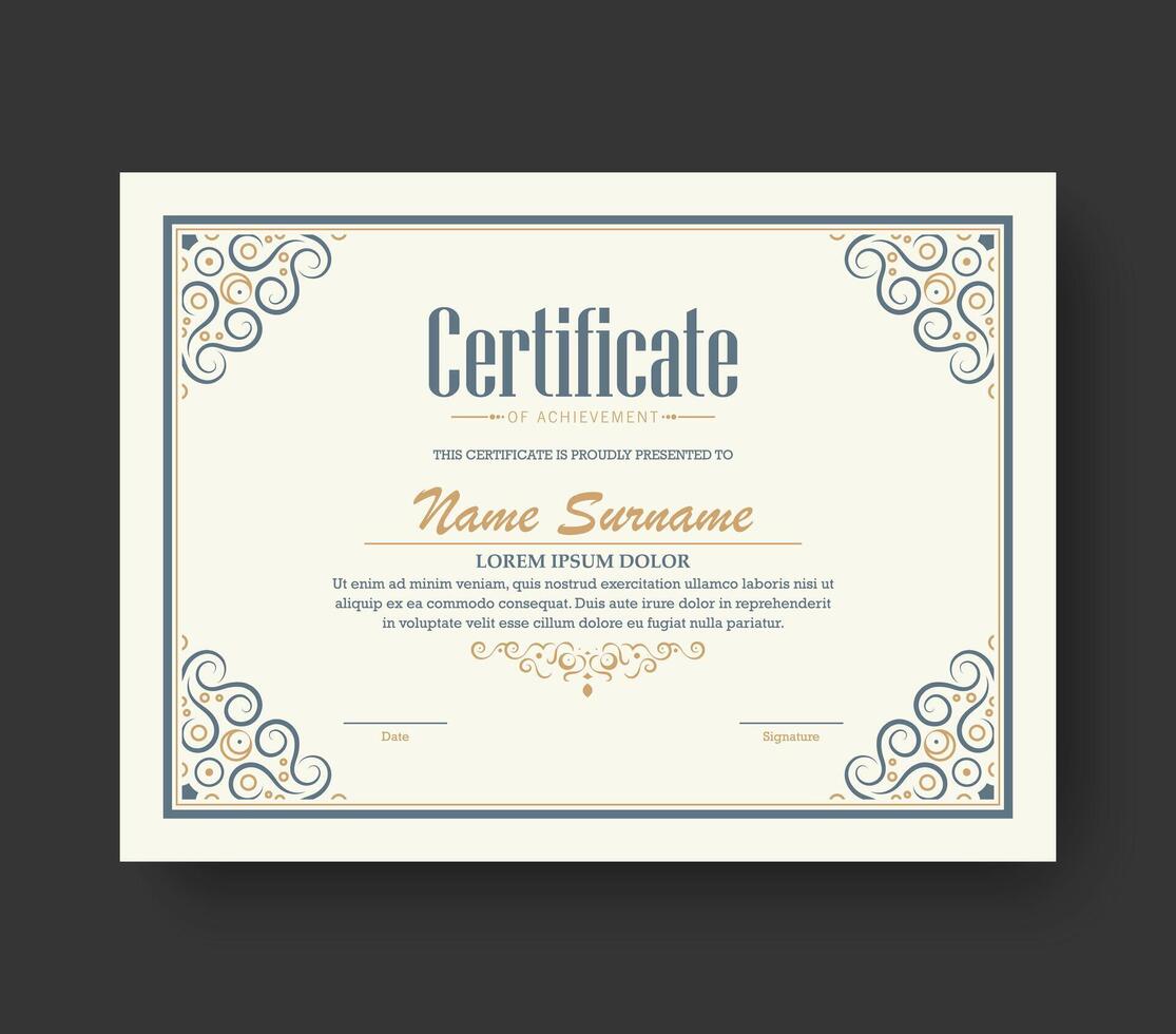 Achievement certificate best award diploma vector