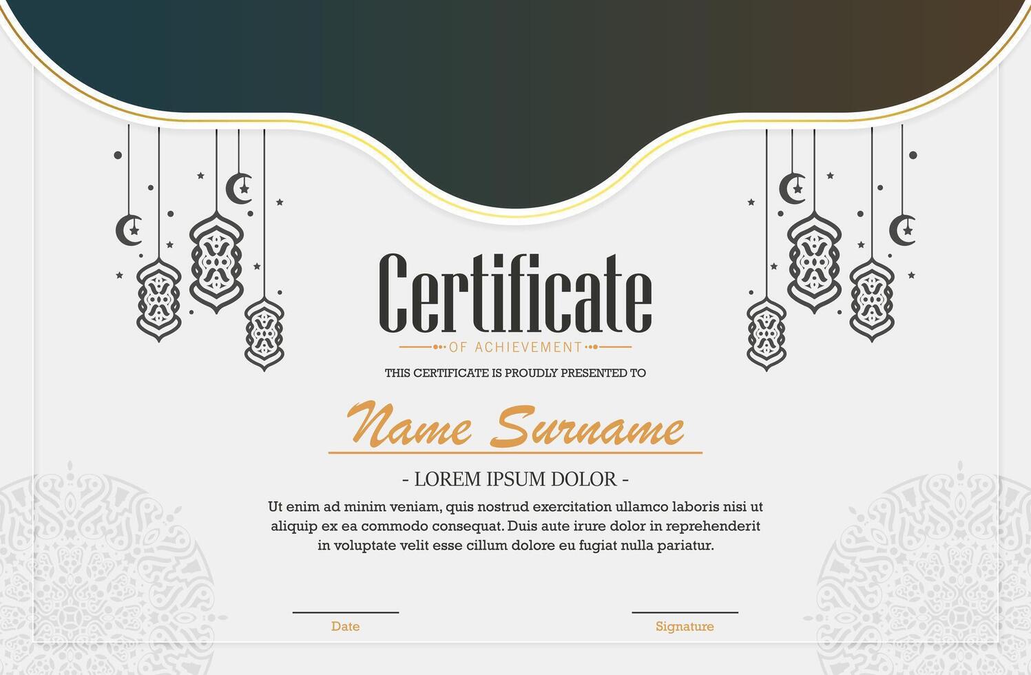 luxury islamic ramadan certificate design vector