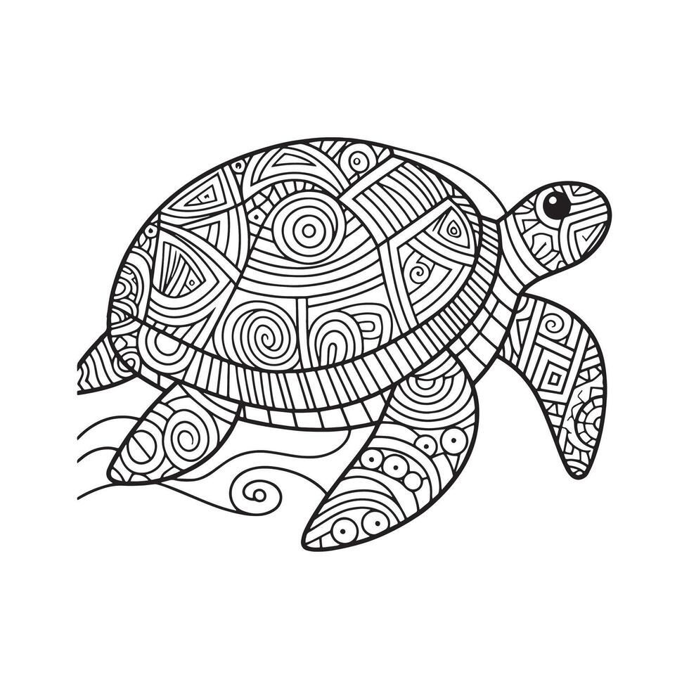 Hand drawn turtle outline illustration vector
