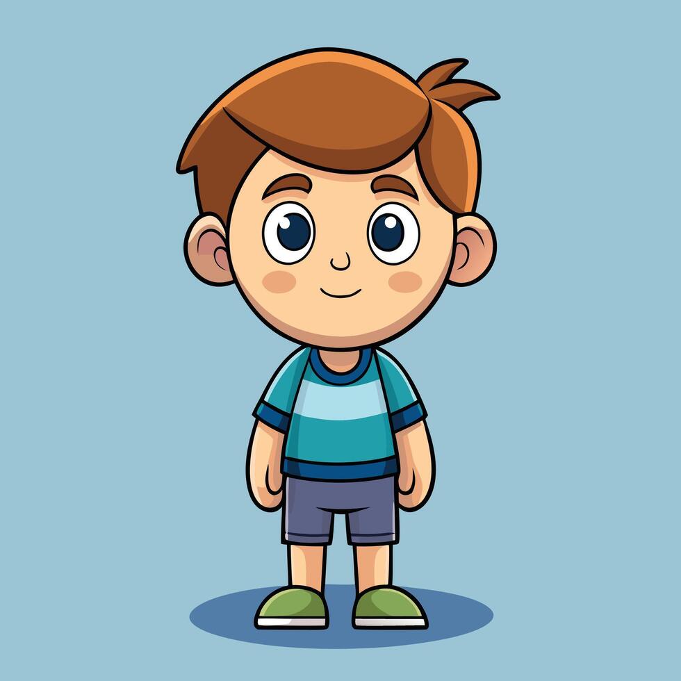 Cartoon boy standing pose on a colourful background vector