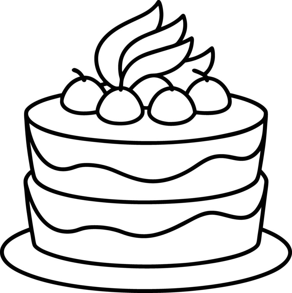 Detailed Single Cake Outline Design vector