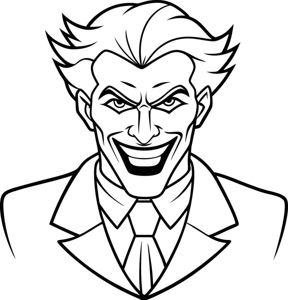 Captivating Joker Face Outline vector
