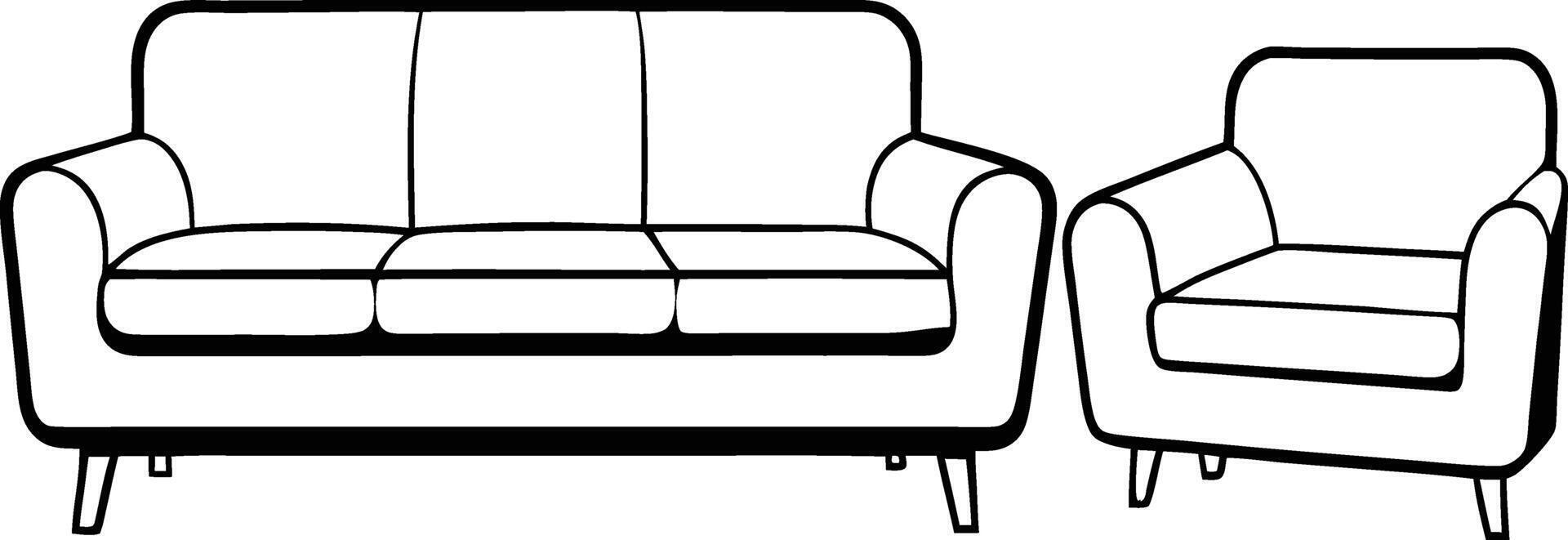 Sleek Seating Line Drawings vector