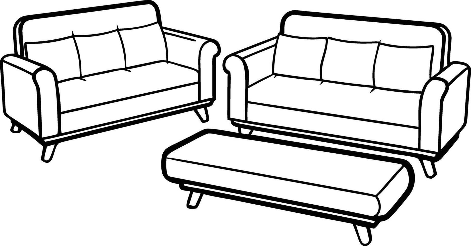 Contemporary Sofa Silhouettes vector