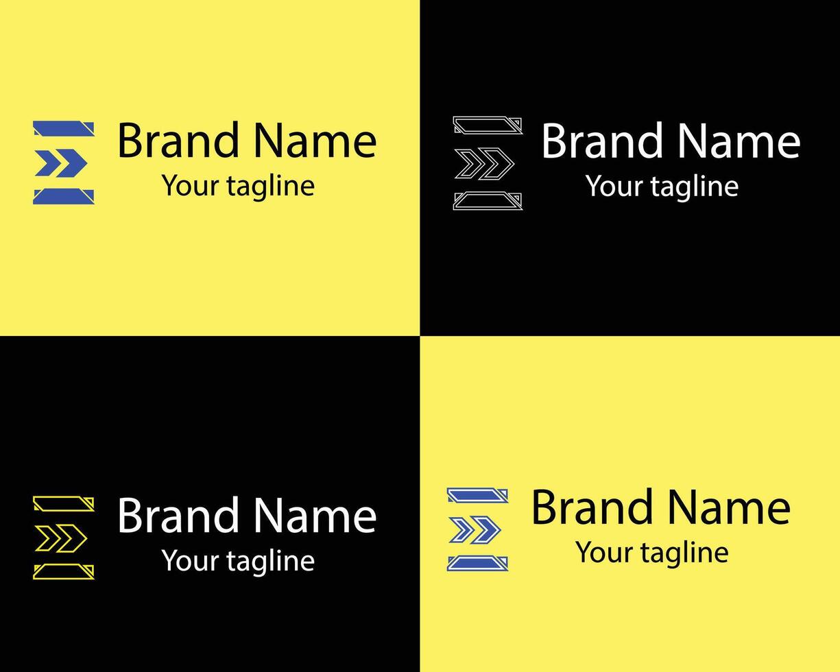 Straight Line Moving Arrow in Center Color Editable Abstract - Four Best Logos for Companies with Different Shapes. vector