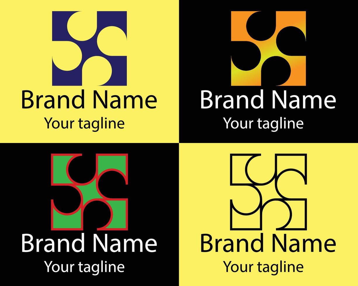 Four Corners - Abstract - Four Different Shapes Best Logos For Companies. vector