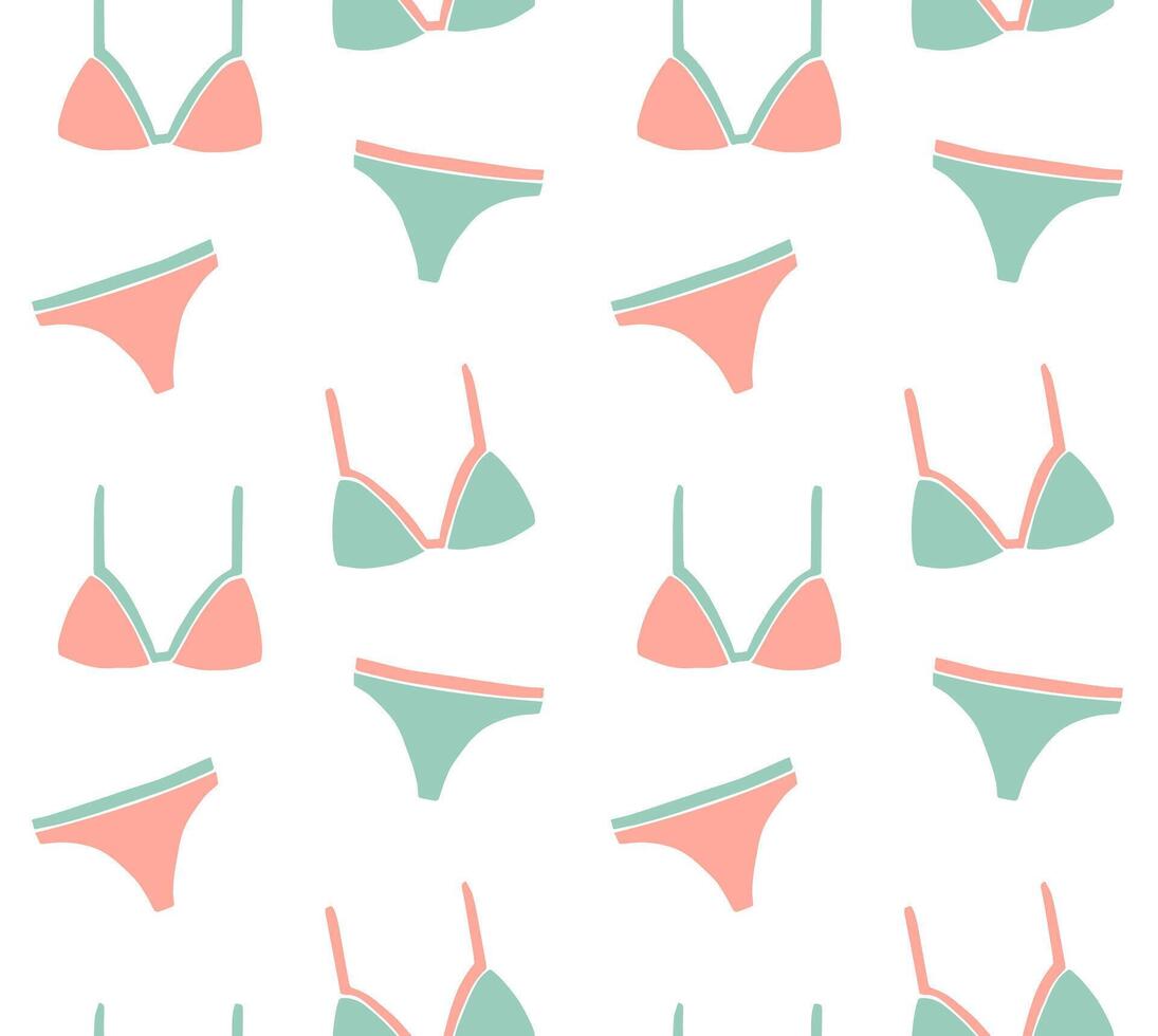Seamless pattern of sketch female swim suit vector