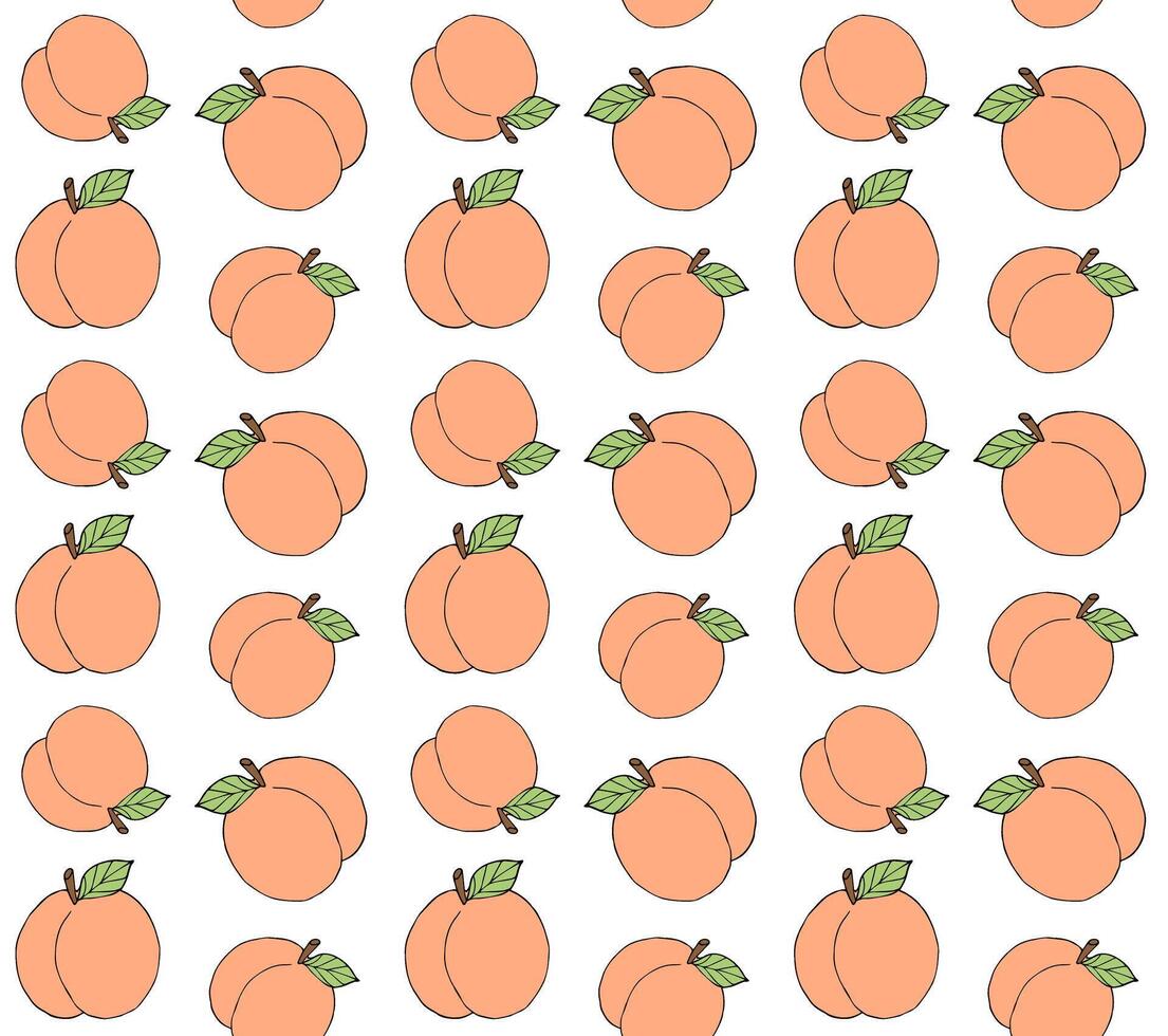 Seamless pattern of doodle sketch peach vector