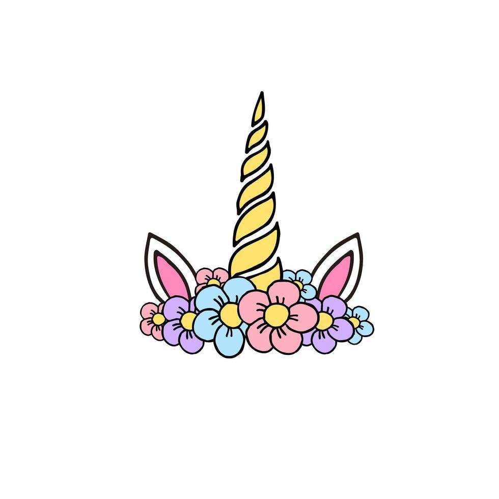 Hand drawn doodle sketch unicorn face vector