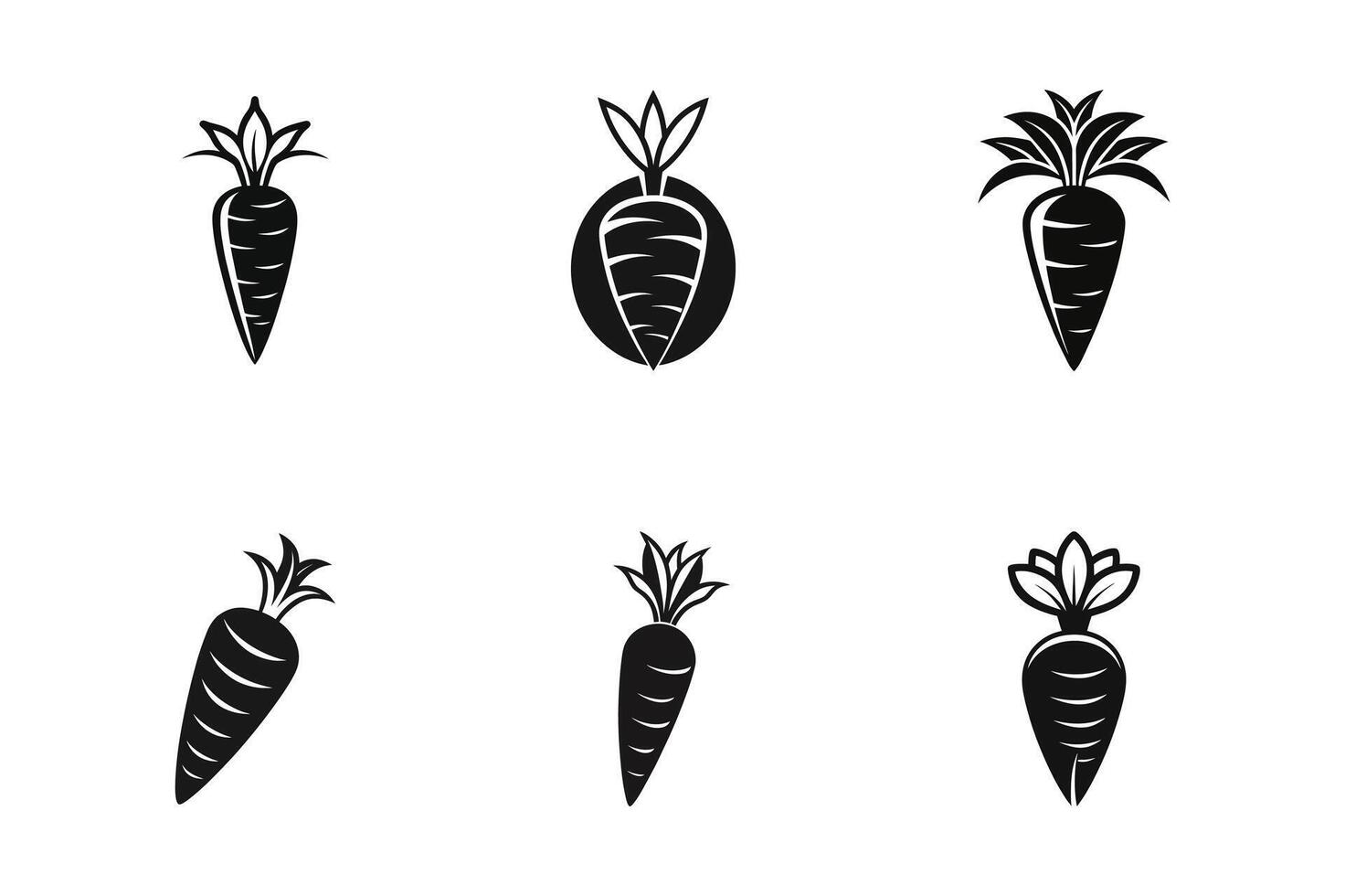 set of Crunchy Carrot Silhouette for Farm-to-Table Business Logos vector