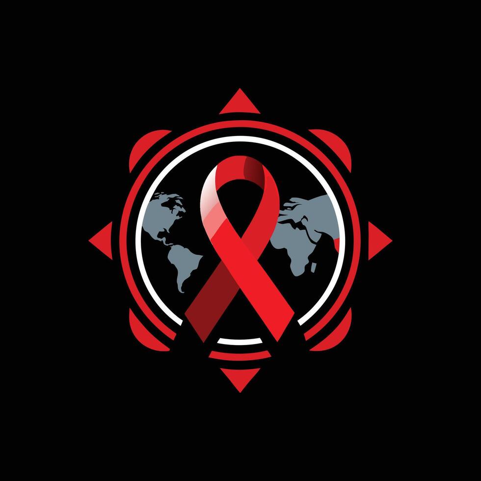 Powerful Red Ribbon Silhouette for World AIDS Day Awareness vector