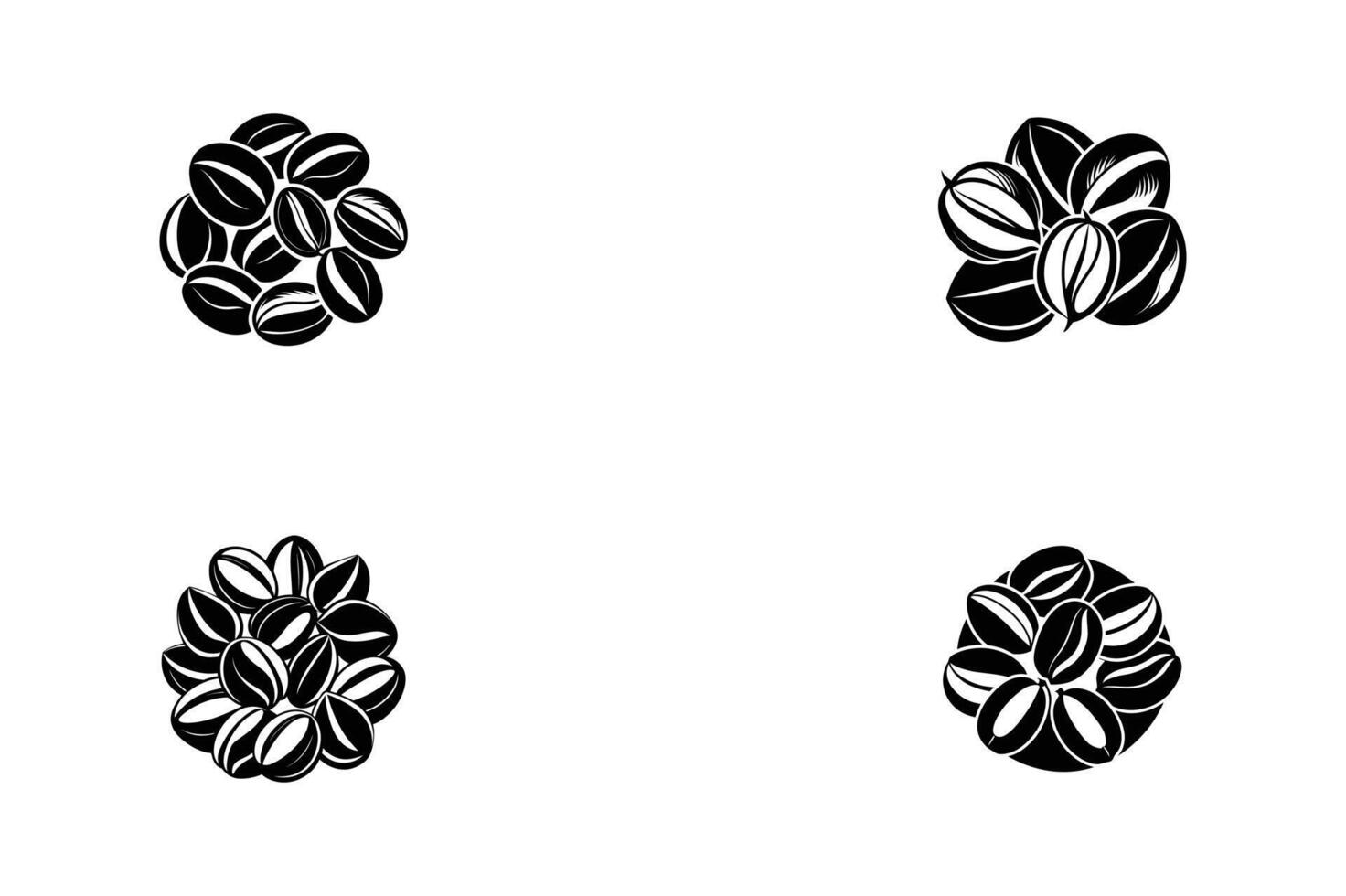 set of Minimalist Coffee Bean Silhouette for High-End Cafe Logos vector