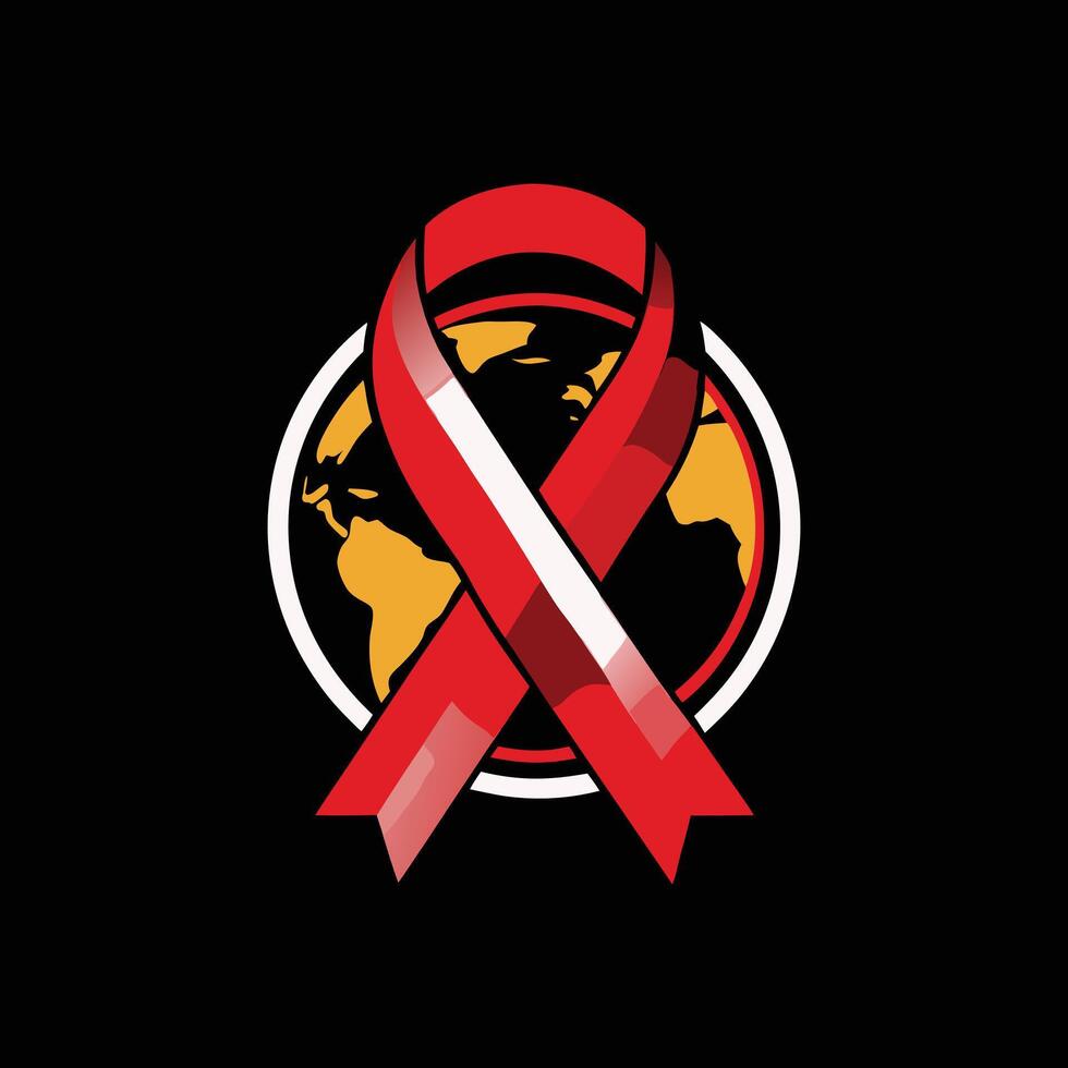 Elegant Red Ribbon Silhouette for World AIDS Day , design template vector