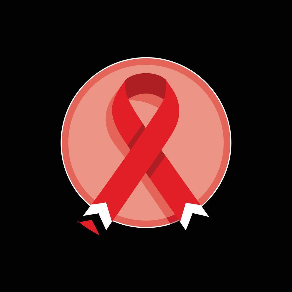 Strong Red Ribbon Silhouette for World AIDS Day Support Logos vector