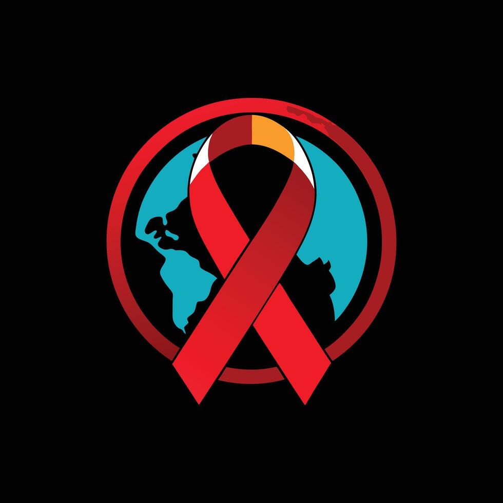 Red Ribbon Silhouette for World AIDS Day Advocacy Branding vector