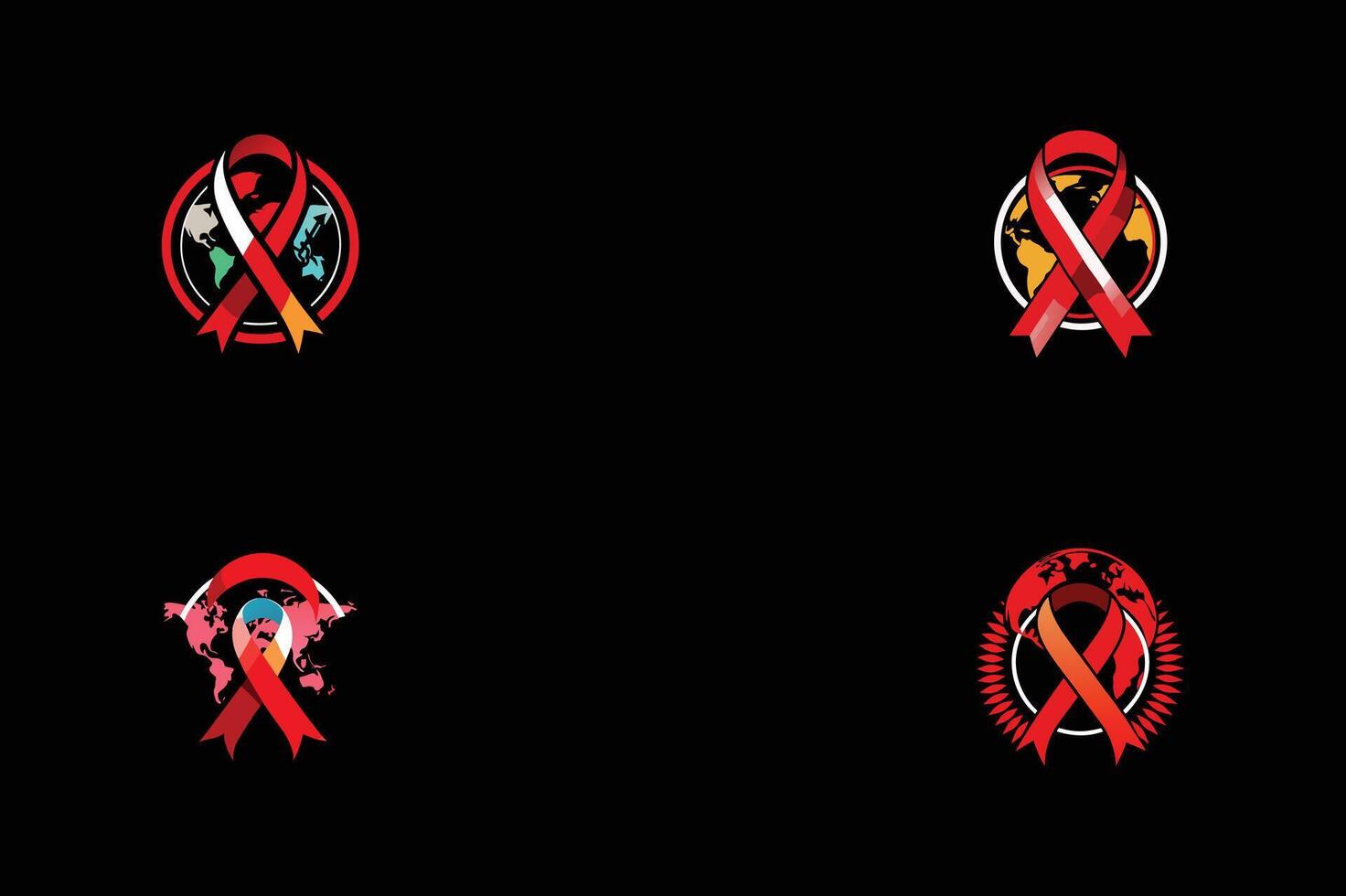 set of Bold AIDS Awareness Ribbon for Global Health and Advocacy Branding vector