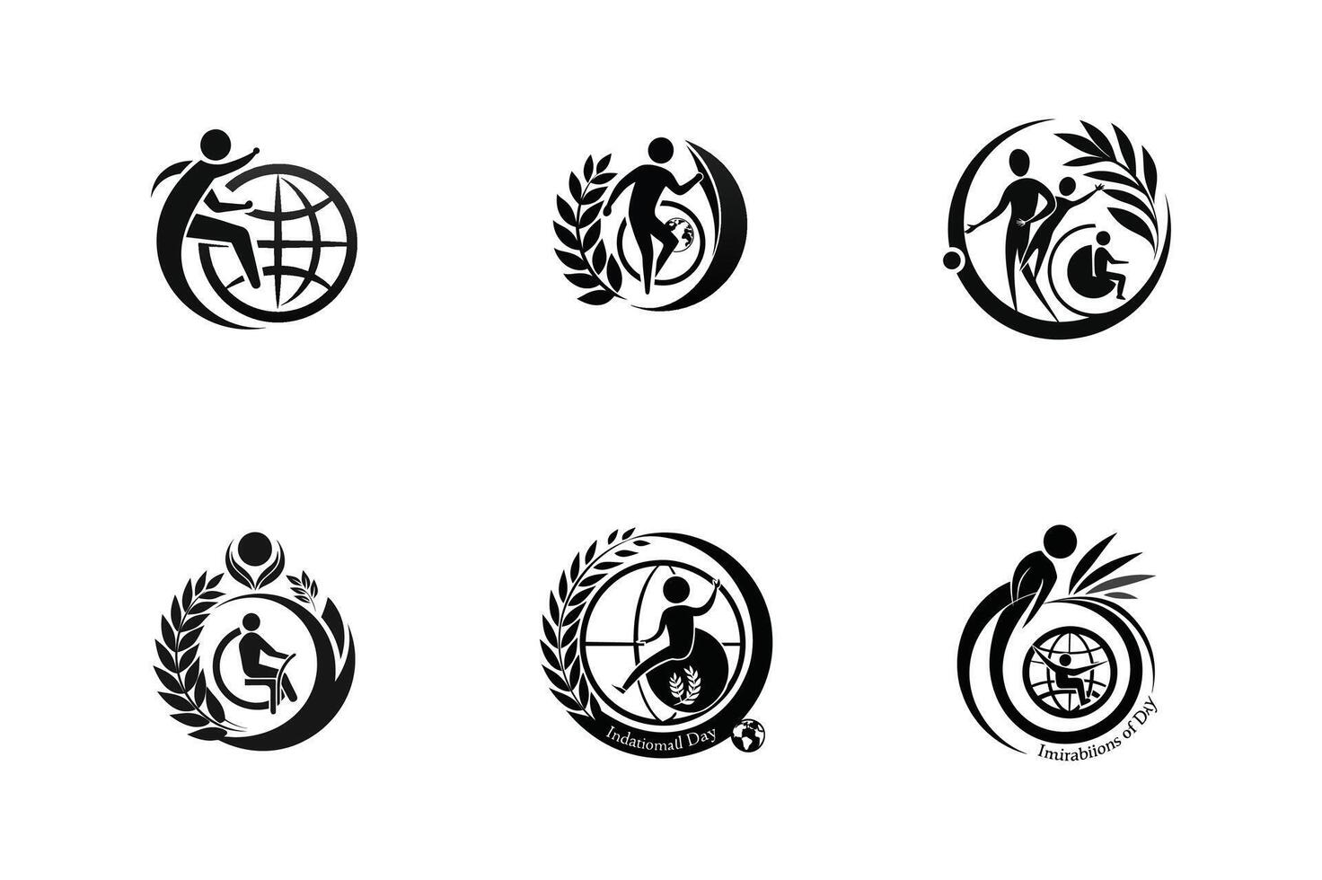 set of Inclusive Silhouette for International Day of Disability Advocacy Logos vector