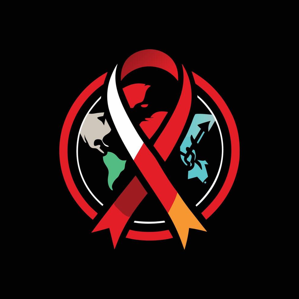 Bold AIDS Day Ribbon Silhouette for Global Health Organization Logos vector
