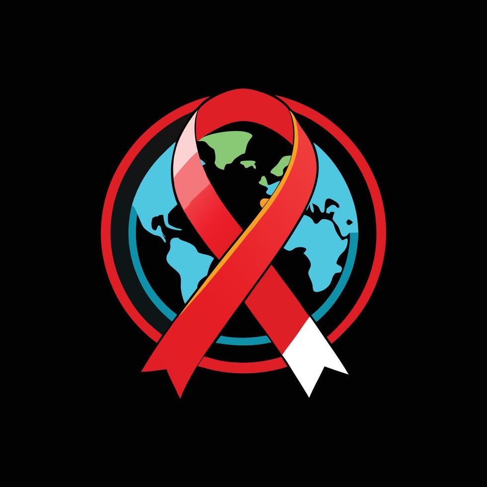 Bold World AIDS Day Ribbon for Awareness and Advocacy Logos vector