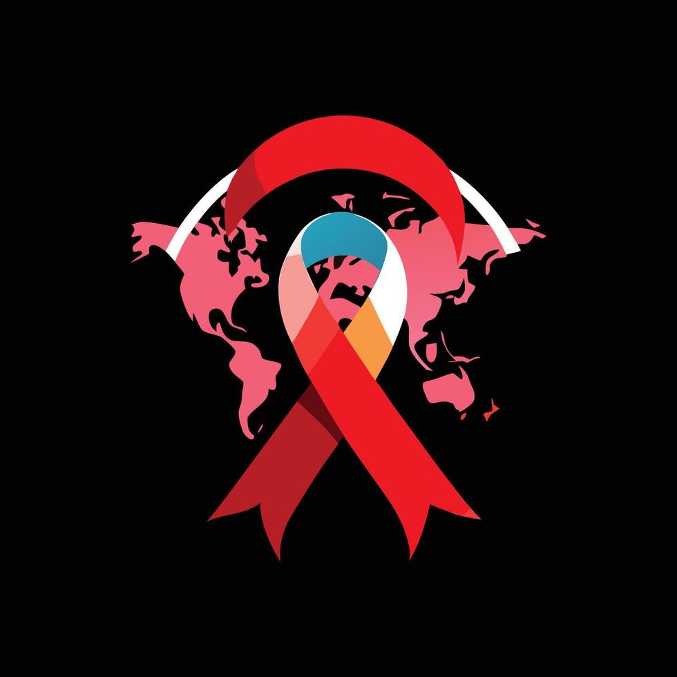 Iconic Red Ribbon Silhouette for AIDS Day Advocacy and Education vector