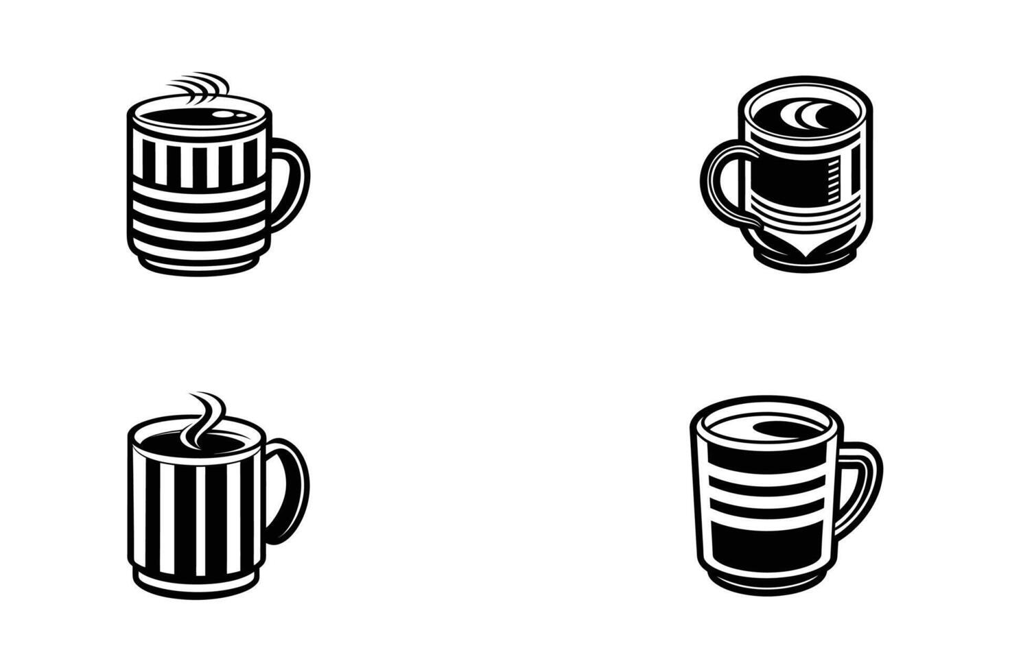 set of Elegant Coffee Mug Silhouette for Premium Cafe Branding vector
