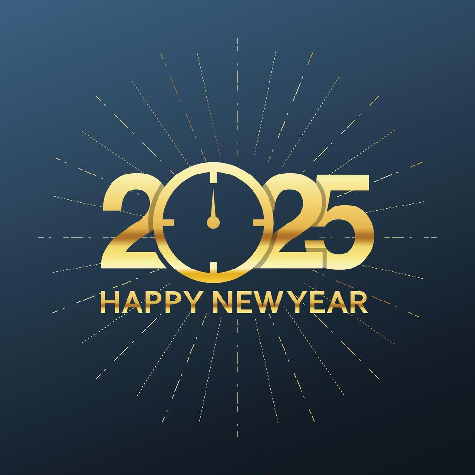 Golden luxury text 2025 Happy new year. vector