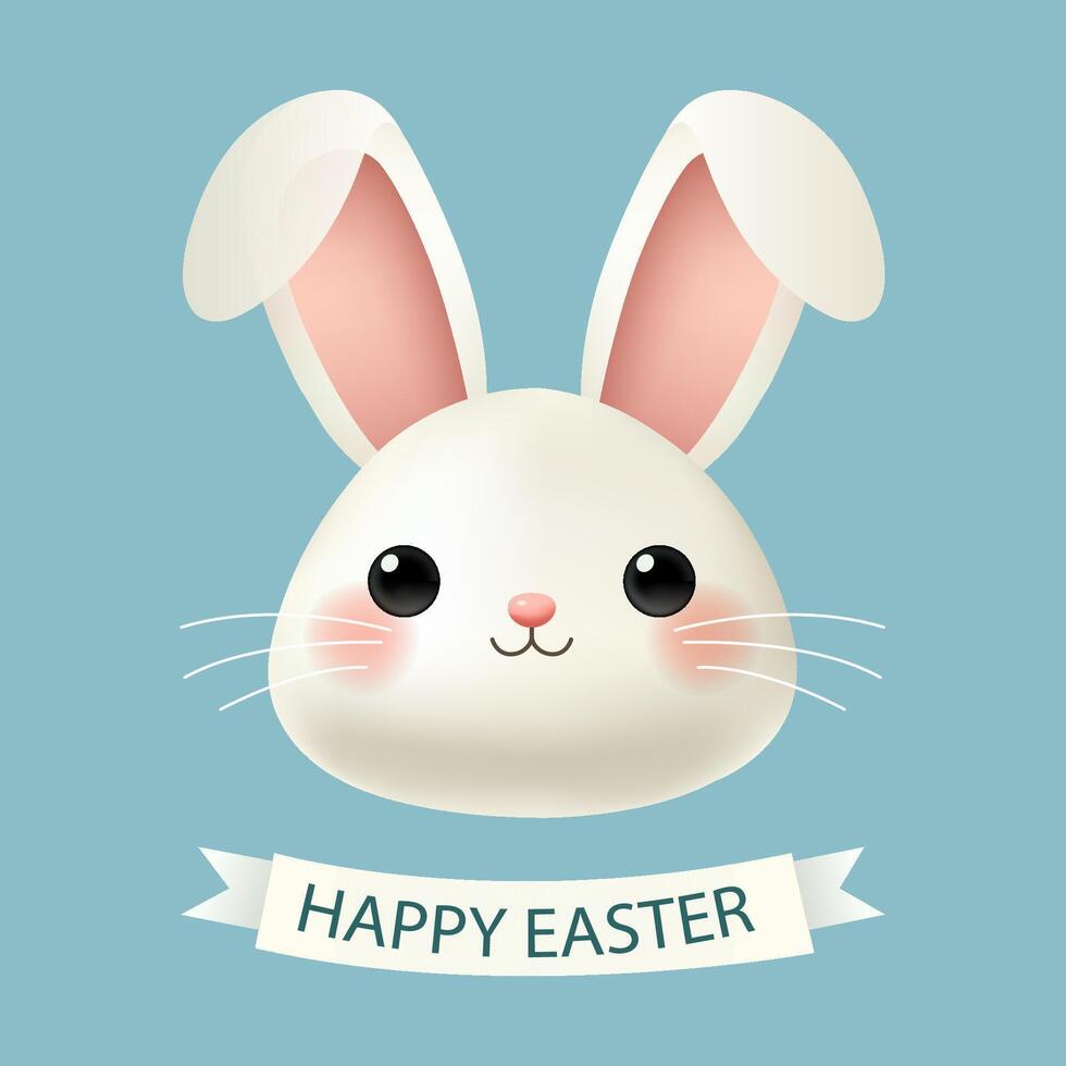 Happy Easter card with rabbit. Simple decoration vector