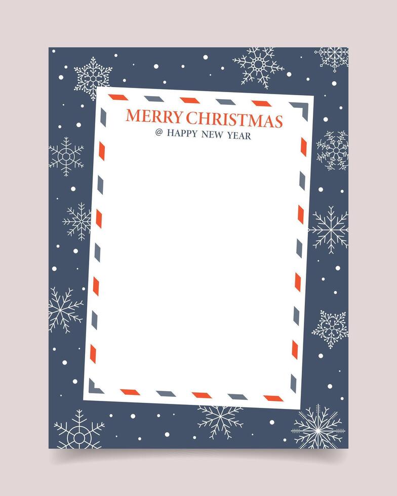 Blank greeting card with Christmas and New Year, decorated with snowflakes. Template. Illustration vector