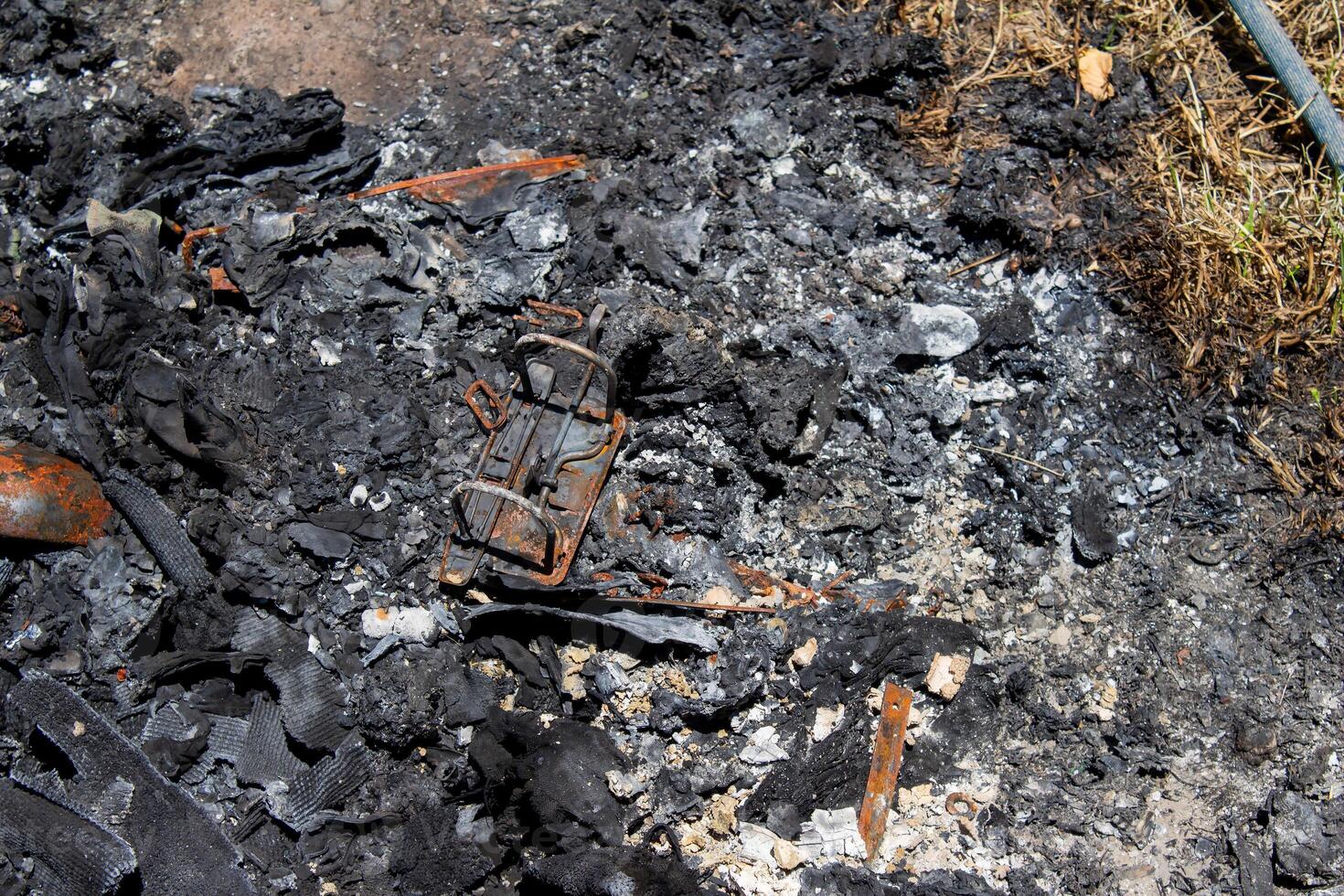 A burnt out piece of metal photo