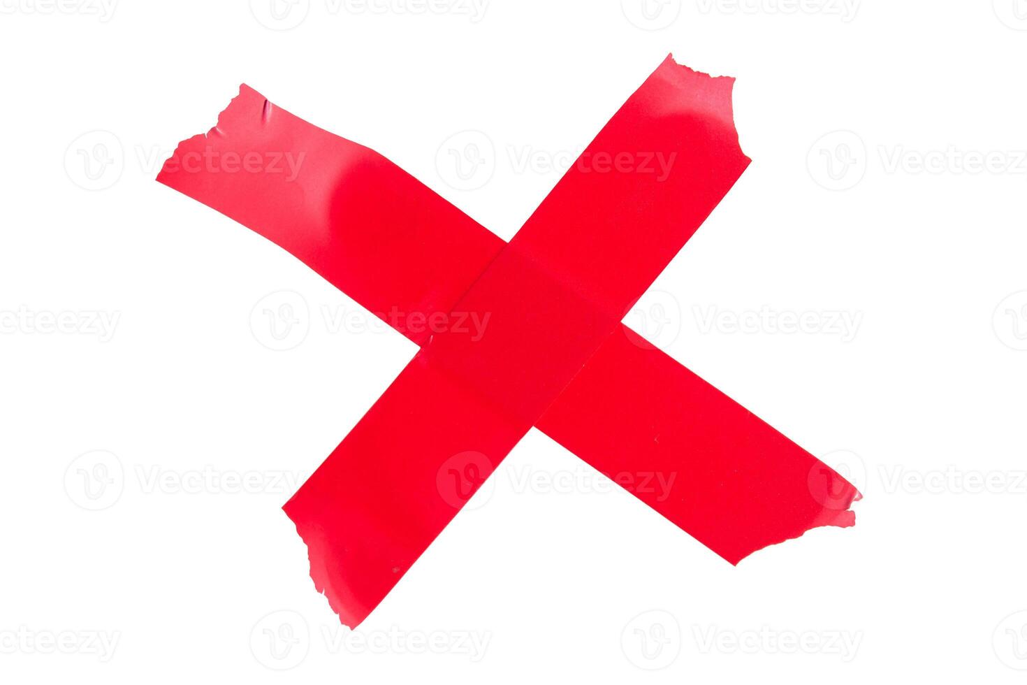 Red adhesive sticky tape isolated on white background photo