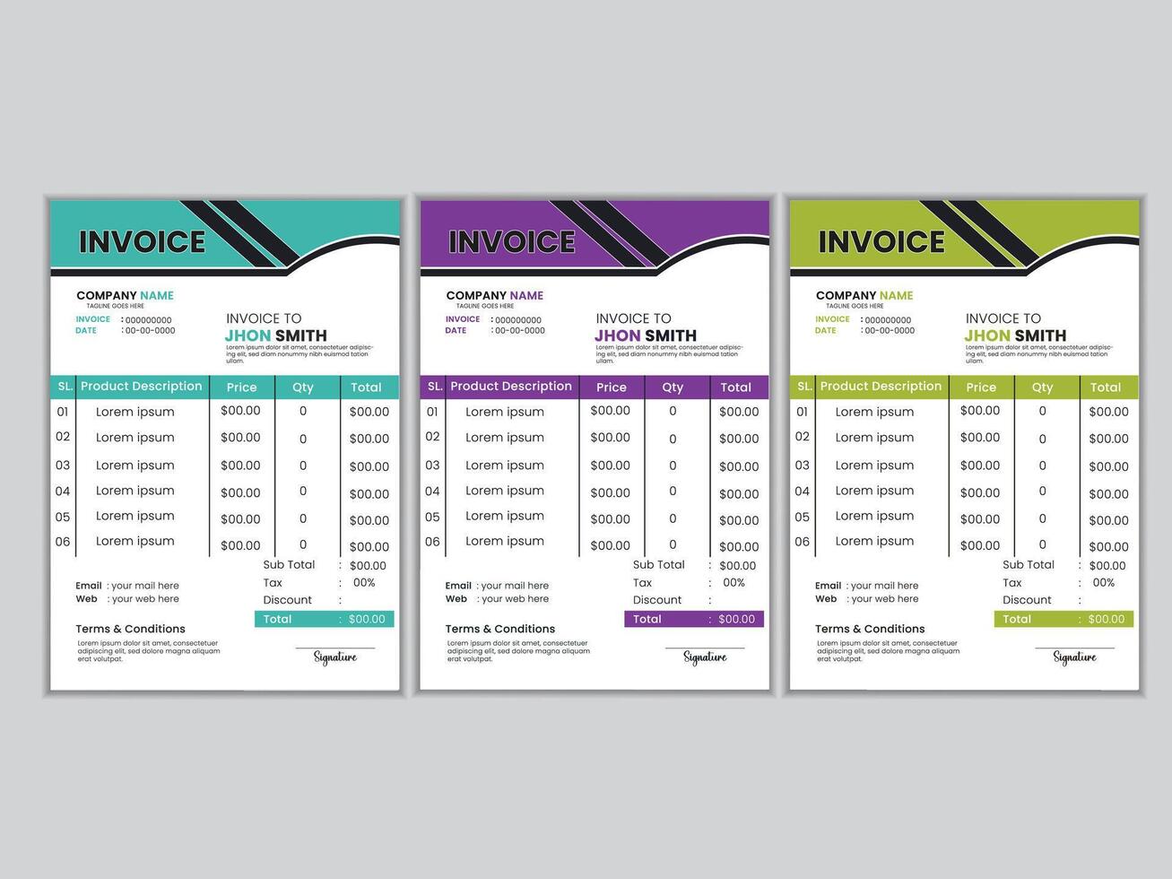 Minimal Corporate Business Invoice design template set. vector