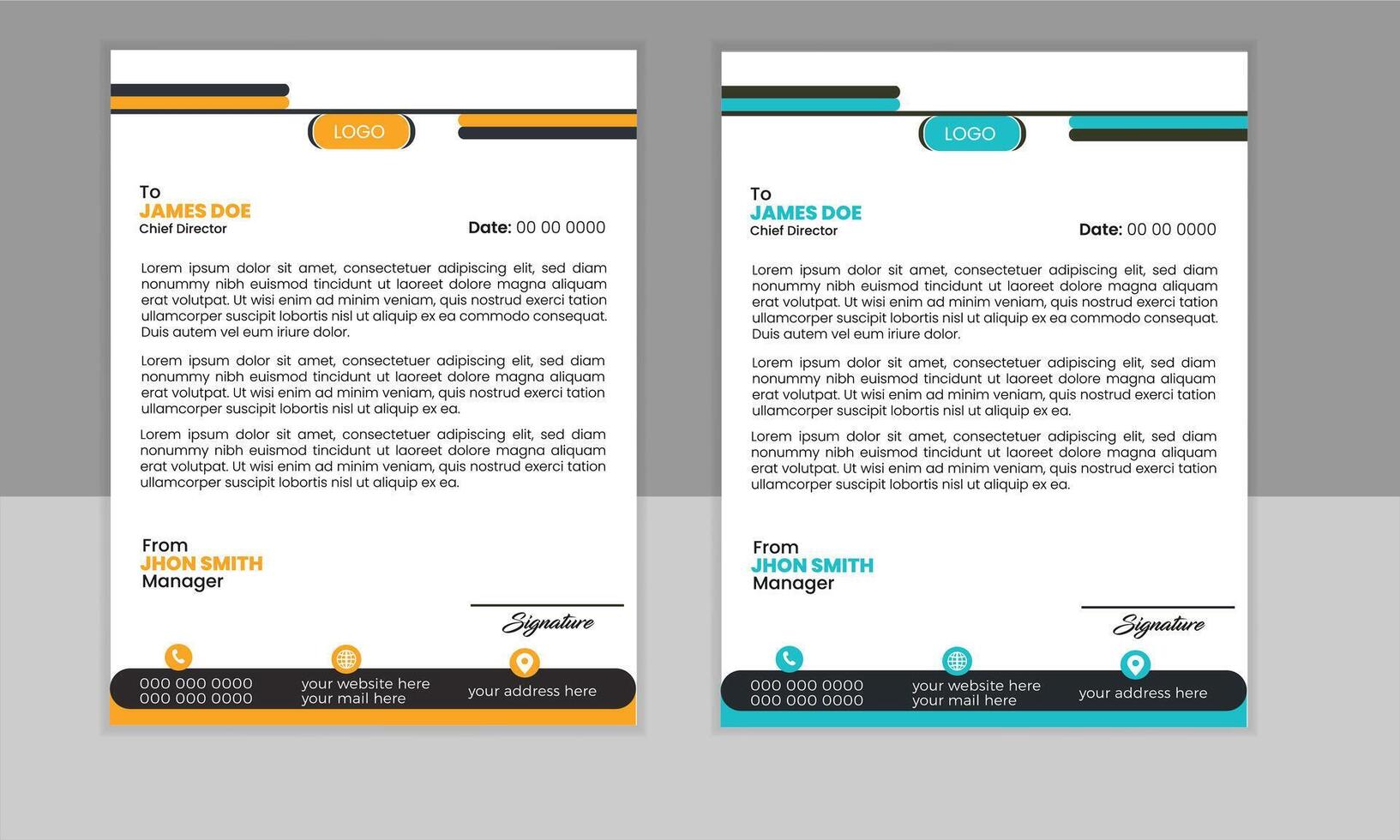 Abstract Letterhead Design Modern Business Letterhead Design Template. vector