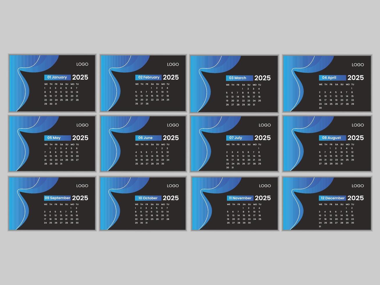 Creative desk calendar design 2025 template vector