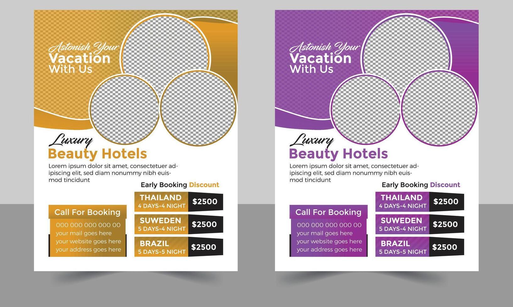 Colorful Travel Flyer Design Tempalte. vector